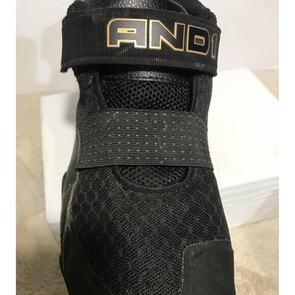 AND1 Size 6 Boys Basketball Shoes Black Gold Mid Top Hook & Loop - Picture 9 of 13